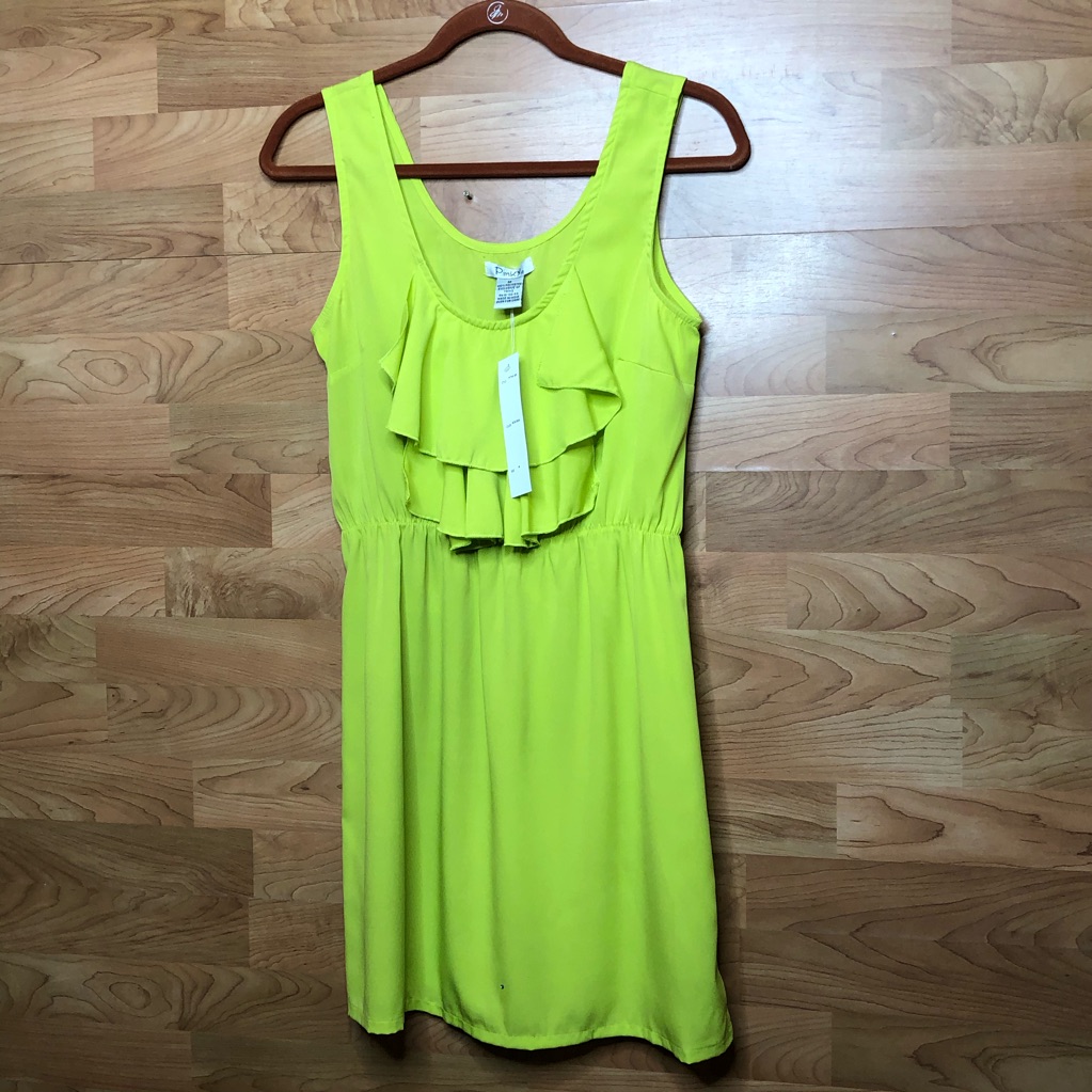 Pinky Brand Medium Sleeveless Ruffle Front Mini Dress Or Swimsuit Coverup